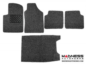 FIAT 500 Floor Mats + Cargo Mat Set - All Weather - Rubber Woven Carpet - Black + Grey